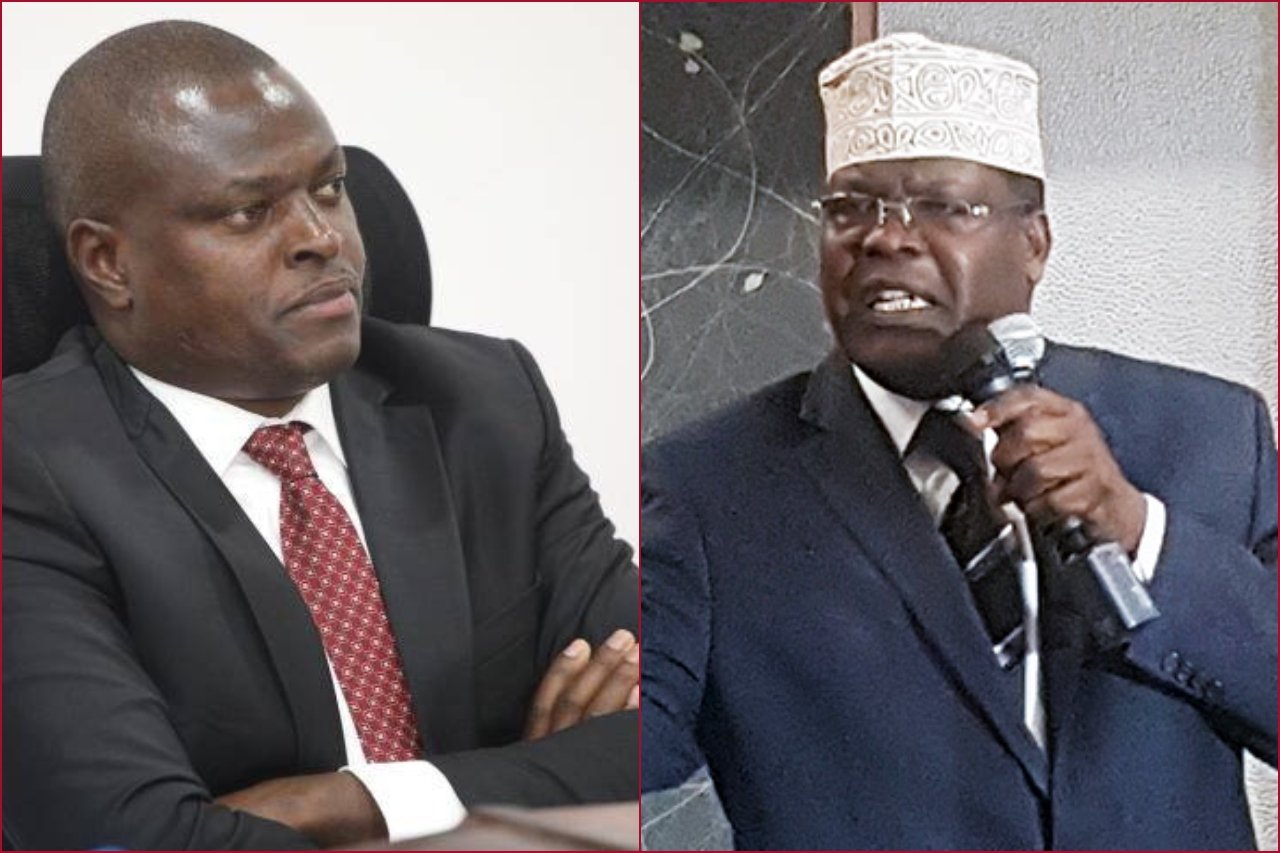 Lawyer Miguna (r) took on Kiharu MP Ndindi Nyoro for his commentary on Kenya's debt situation.